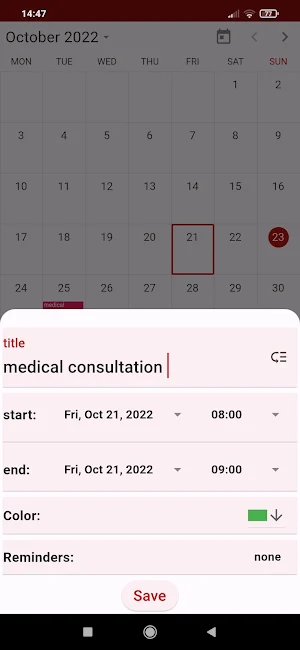 Planning Calendar Screenshot 1