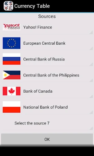 Currency Table Screenshot 1