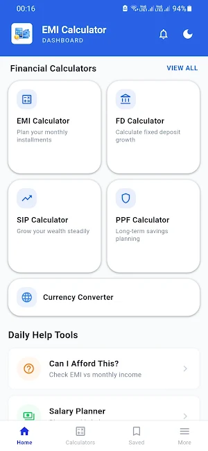 EMI Calculator & Loan, FD, SIP Screenshot 0