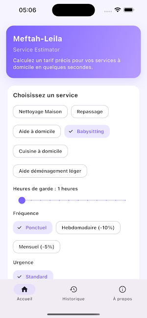 Meftah-Leila Estimator Screenshot 2