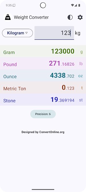 Weight Converter Screenshot 2