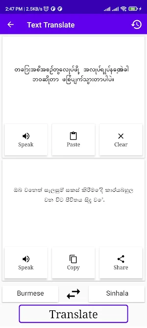 Burmese To Sinhala Translator Screenshot 1