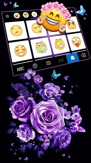 Purple Rose Bouquet Keyboard Background Screenshot 3