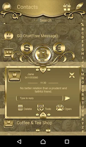 Gold Lucky Charm Go SMS theme Screenshot 3