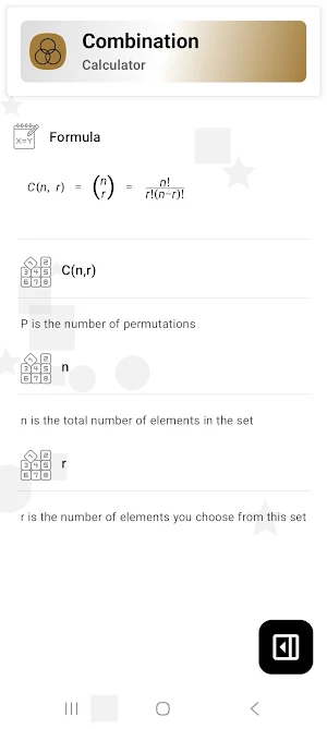 Combination Calculator Screenshot 2