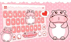 Pink Cute Hippo Keyboard Theme Screenshot 0