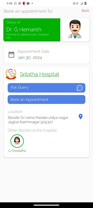 SRILATHA HOSPITAL Screenshot 1