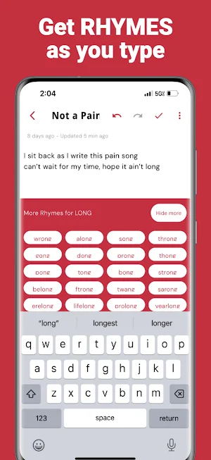 RHYMEBOOK: Songwriting Notepad Screenshot 2