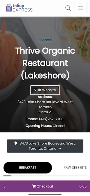 Thrive Organic Restaurant Screenshot 1
