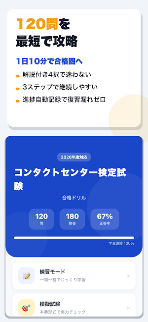 コンタクトセンター検定試験 合格ドリル Screenshot 0