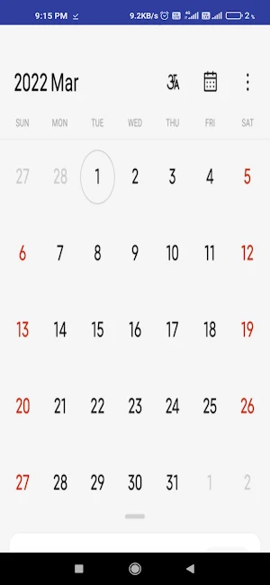 2022 Calendar Screenshot 3