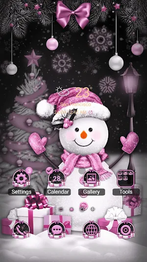 Pink Pastel Snowman- Wallpaper Screenshot 0