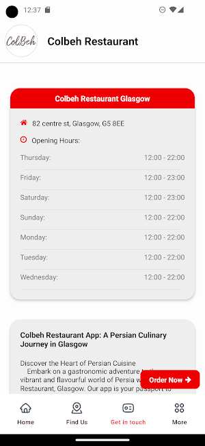 Colbeh Restaurant Glasgow Screenshot 2