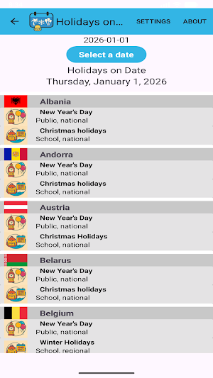 Holidays on a day Screenshot 2