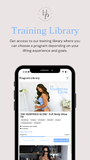 HUNTRESS PHYSIQUES APP Screenshot 1