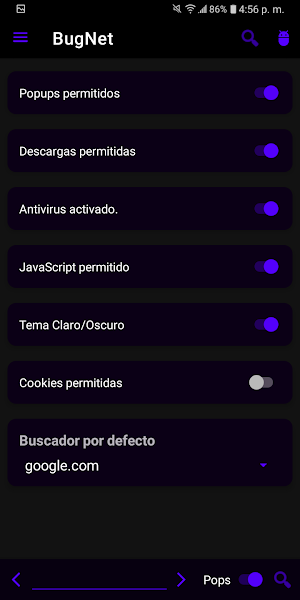 BugNet: Navegador Antivirus Screenshot 1