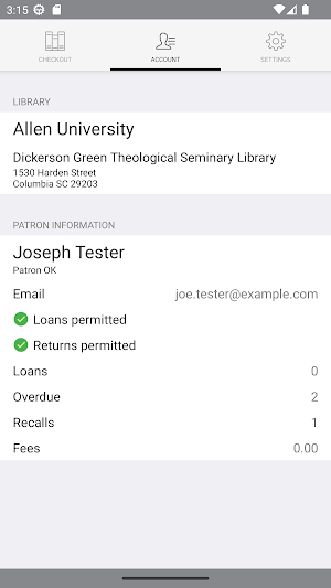 DGTSL Self-Service Circulation Screenshot 1