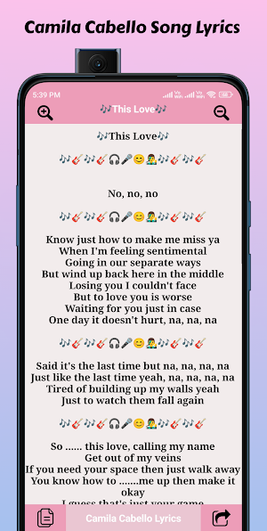 Camila Cabello Song Lyrics Screenshot 3
