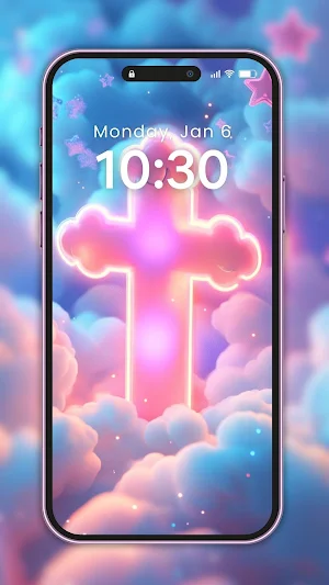 Cross Wallpaper Neon Light Screenshot 2