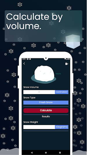 Snow weight and volume calculator Screenshot 3