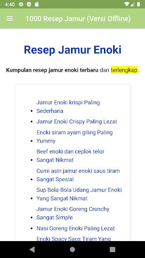 1000+ RESEP JAMUR Versi Offlin Screenshot 2