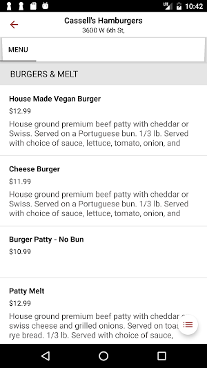 Cassells Hamburgers Screenshot 1