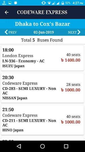 Codeware Express - Bus ticketing system Screenshot 1
