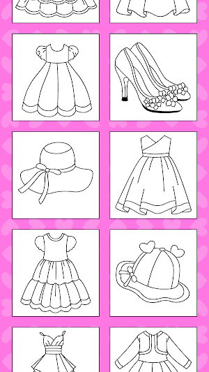 Girls Glitter Dress Coloring Screenshot 2