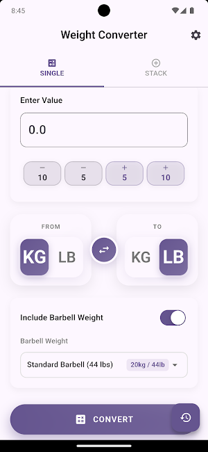 Gym Weight Converter - kg lb Screenshot 0