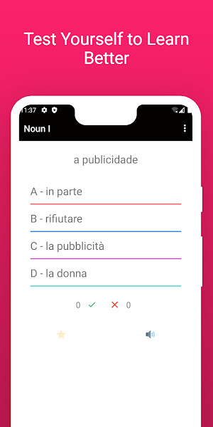Learn Italian Portuguese Words Screenshot 3