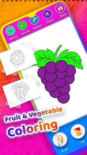 Fruits Drawing Book & Vegetable Coloring Book Game Screenshot 0