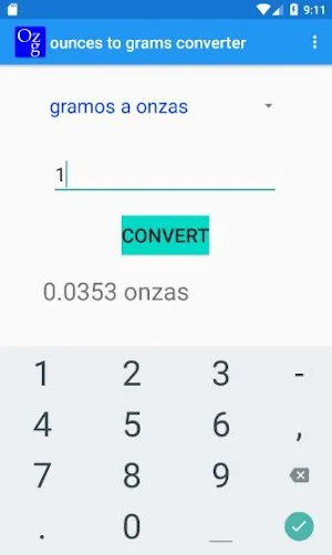 Convertidor de onzas a gramos Screenshot 1