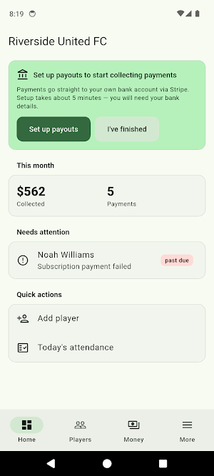 ClubDues: Team Fees & Rosters Screenshot 0