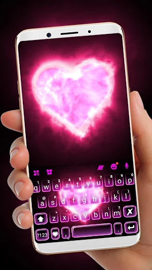 Pink Neon Heart 2 Keyboard Theme Screenshot 0
