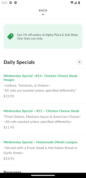 Alpha Pizza & Sub Shop Screenshot 2