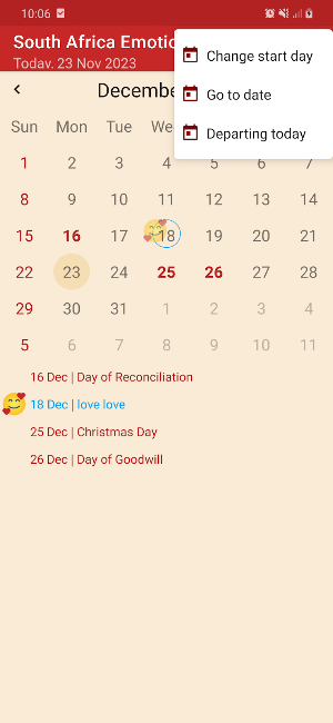 South Africa Emoticon Calendar Screenshot 3