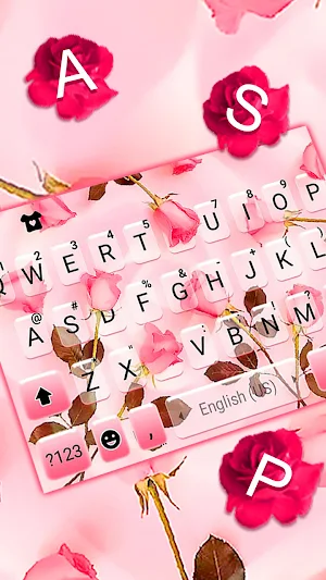 Pink Rose Romance Keyboard Background Screenshot 1
