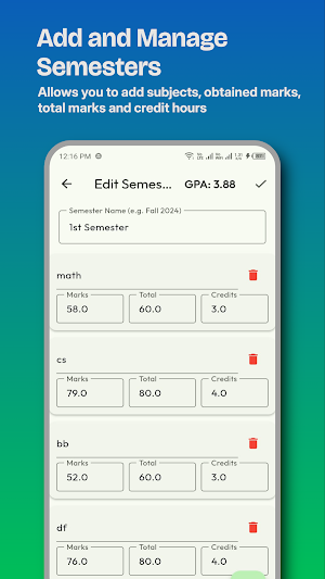 Smart CGPA Calculator Screenshot 3