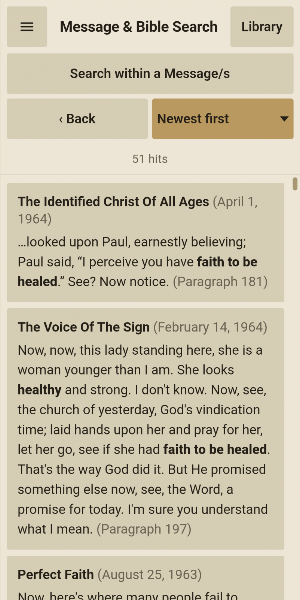 Message Search William Branham Screenshot 2