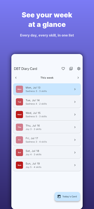 DBT Diary Card & Skills Log Screenshot 1