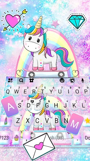 Galaxy Skate Unicorn Keyboard Theme Screenshot 1