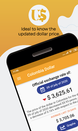 Dollar in Colombia. Official exchange rate. Screenshot 0