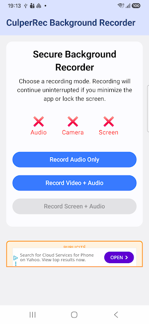 CulperRec Background Recorder Screenshot 0