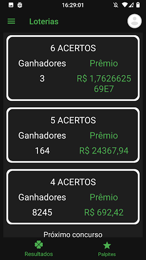 Resultados da Loteria Screenshot 2