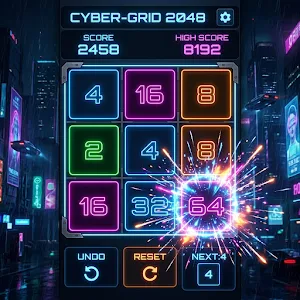 Nexus 2048: Puzzle Cyberpunk Screenshot 1