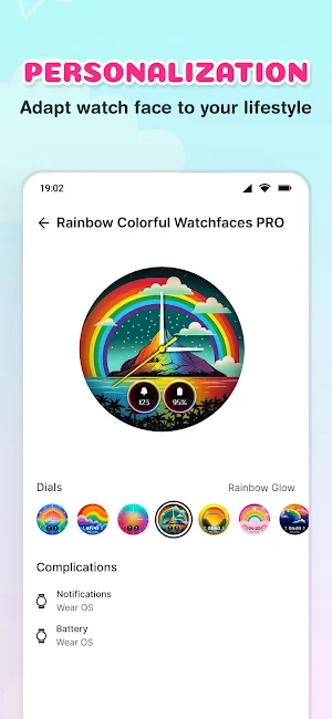 Rainbow Colorful Watchface PRO Screenshot 1