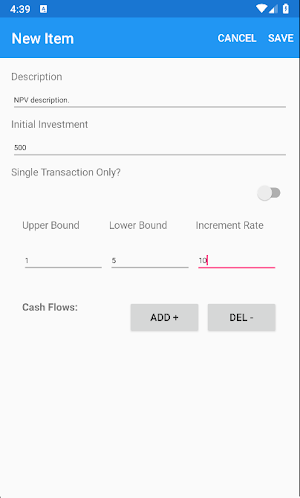 Net Present Value Single and I Screenshot 1