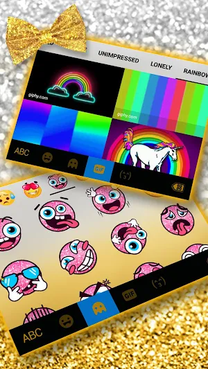 Gold Bowknot Glitter Keyboard Theme Screenshot 3