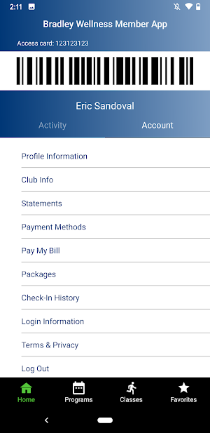 Bradley Wellness Member App Screenshot 0