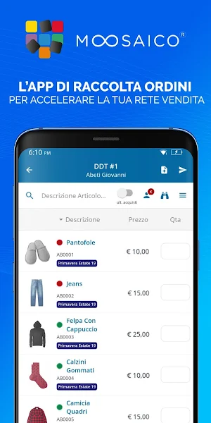 Moosaico X | App Raccolta Ordini Screenshot 0